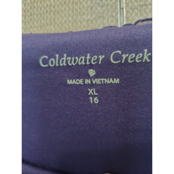 COLDWATER CREEK Purple Ruffle 3/4 Sleeve Lined Blouse Size XL NWT - Picture 4 of 7